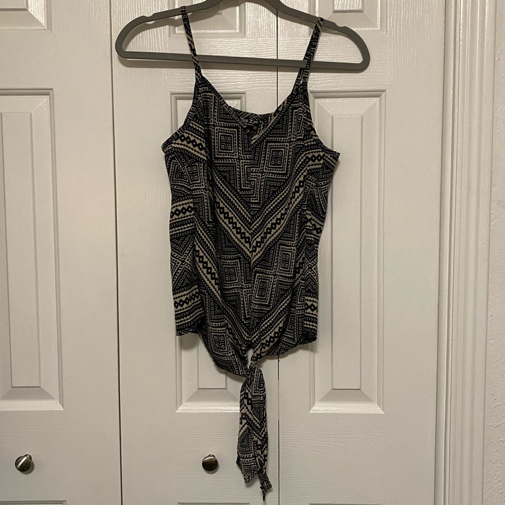 Geometric Print Tie Front Cami